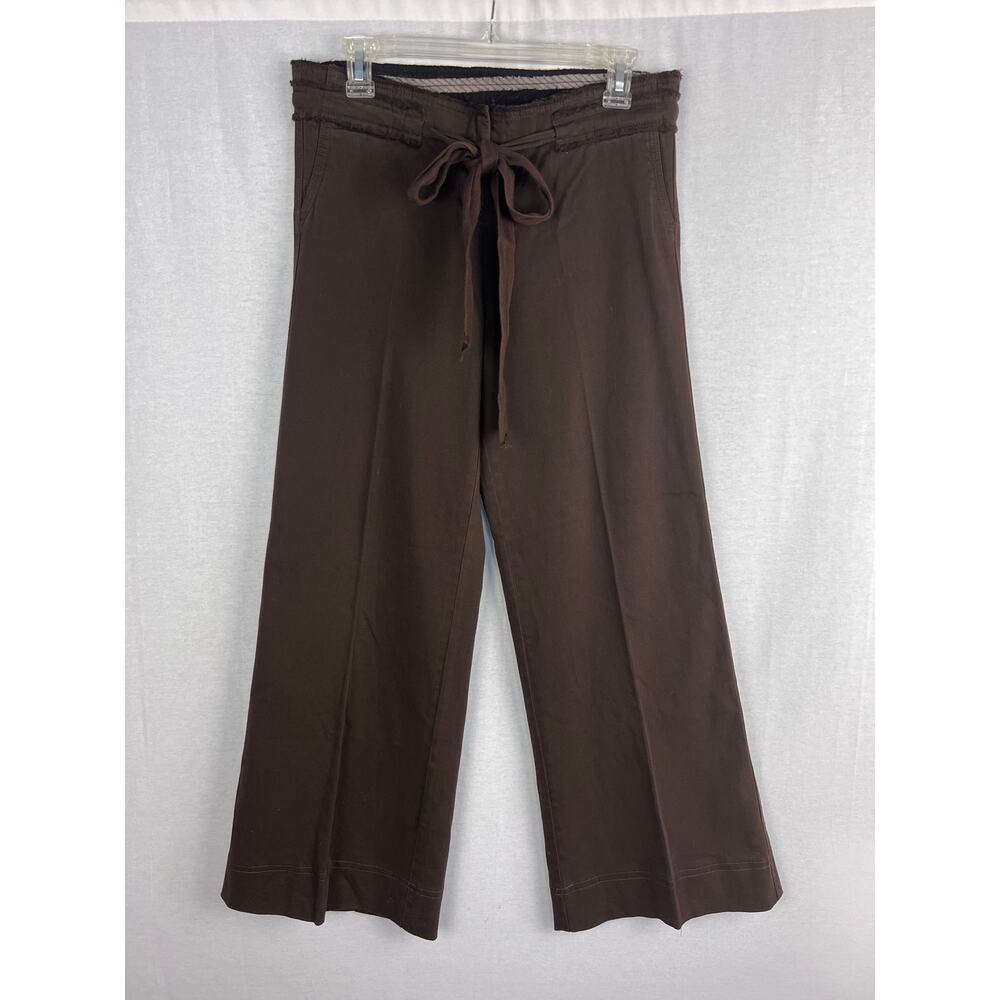 NWT Y2K Anthropologie Pants Womens 8 Wide Leg Crop Brown Boho Chic Spring